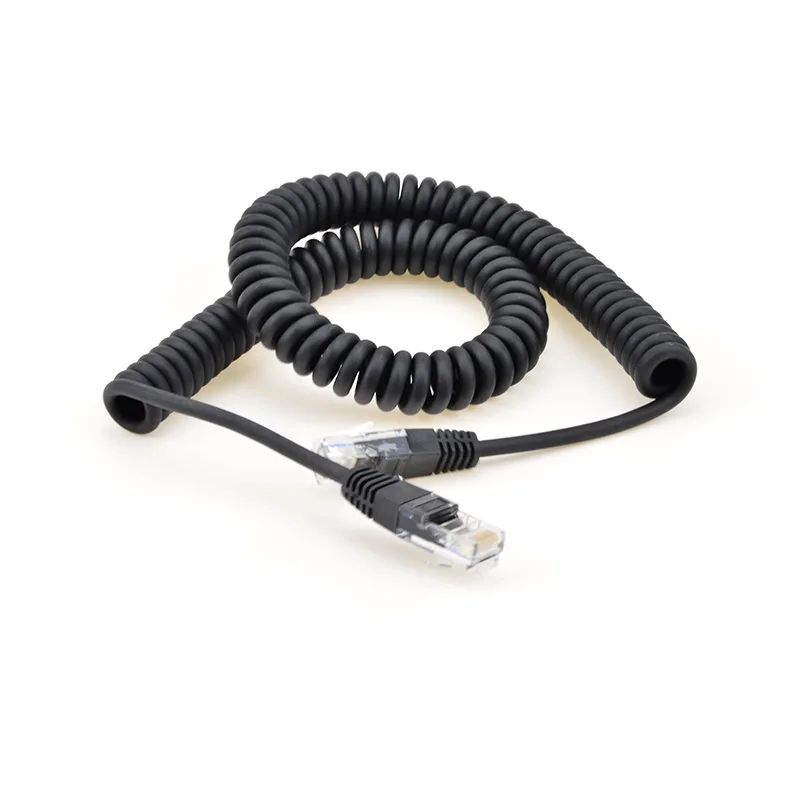 Custom RJ45 Network LAN Cat6e Cable Spring Curly Spiral Cable Coiled Ethernet Patch Cord