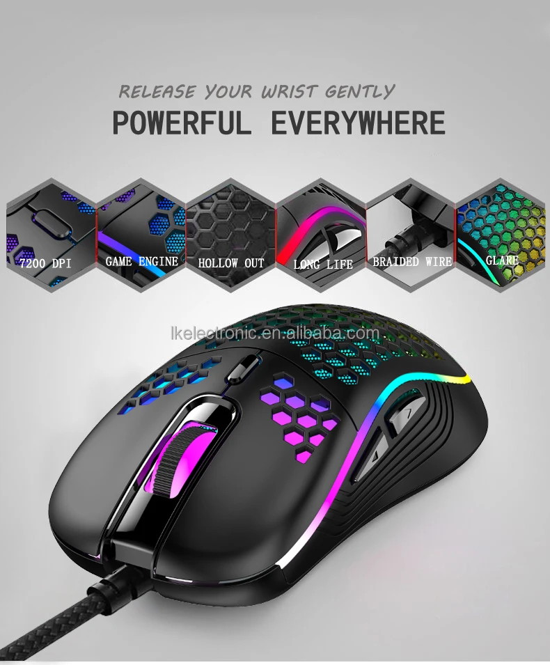 Top Selling mouse Computer Accessories Lightweight Honeycomb Gamer Programable USB Wired Gaming Mouse