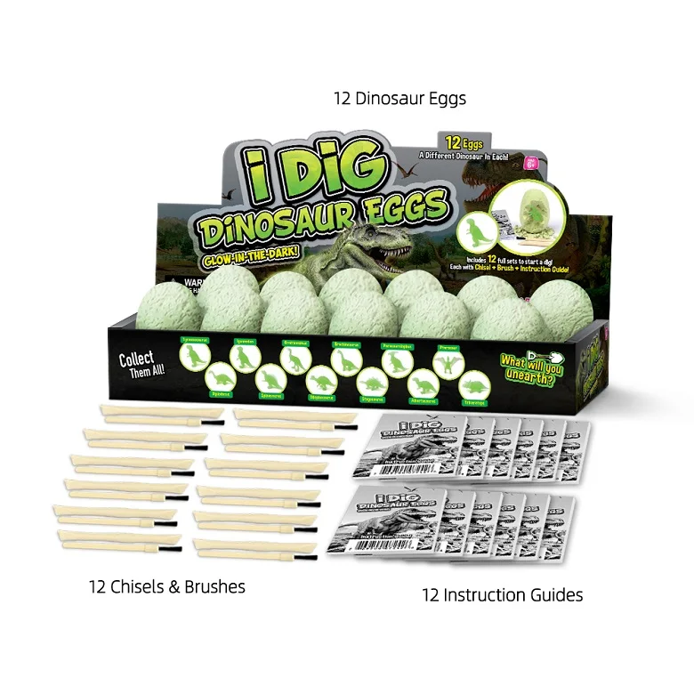 2022 Hot Sale Luminous Dinosaur Egg Blind Box Kids Excavation Toys Dino Dig It up Glow in the Dark Easter Toy Digging Kit