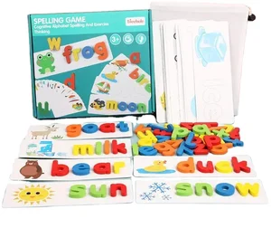 SD07 Montessori Wooden Spelling Word Game Toy 26 English Letters Early Educational Cognitive Wooden Toy for Kids Teaching Aids
