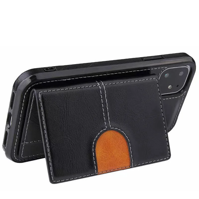 hot sale pu leather id credit card phone holder rings business
