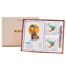 Good luck auspicious bird gift box three-piece set notebook + brooch *2 + pen business gift customization