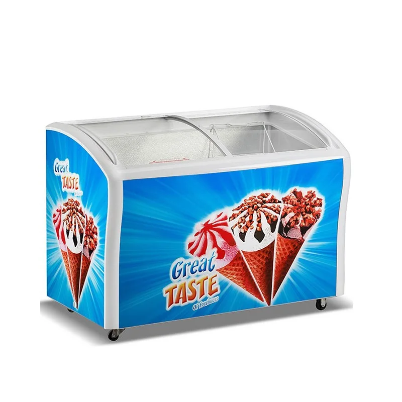 Smad 378L Commercial Ice Cream Chest Freezer with Glass Door