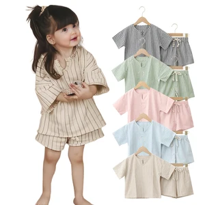 Newest Selling Fashion Summer Casual Short Sleeved Elastic Waistband Shorts Children's Baby Home Wear Set