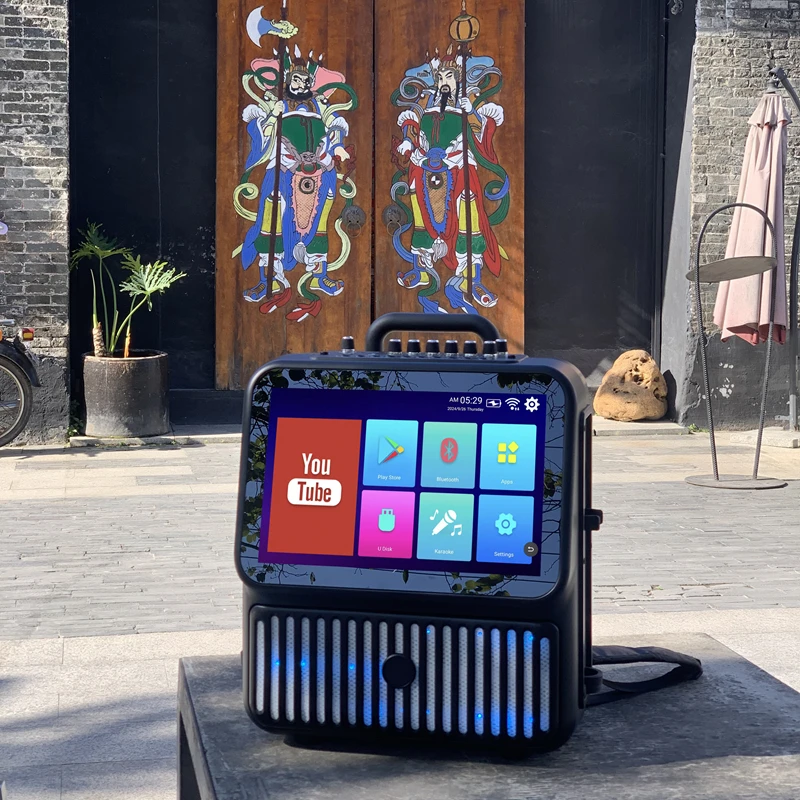 2025 New Android 13.0 Smart System Home Karaoke Machine for Kids with Songs 2g RAM 32g ROM 13.3'' Led Touch Screen