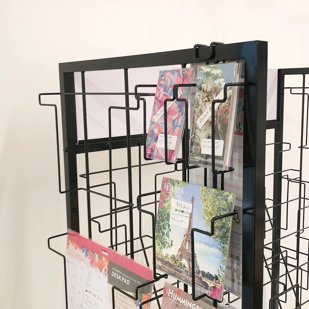 Postcard Display Stand Rack Wire Pocket Display Racks Floor Standing Metal CD Dvd Calendar Magazine Display Rack Stand