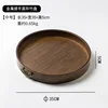 Round bamboo tray with metal handle - medium size