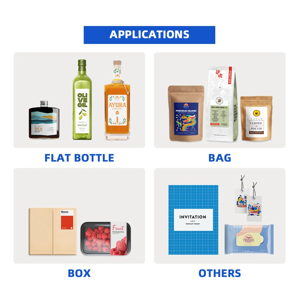 Desktop Automatic Flat Plane Surface Label Machine Applicator for Doypack Pouch Ziplock Bag Box