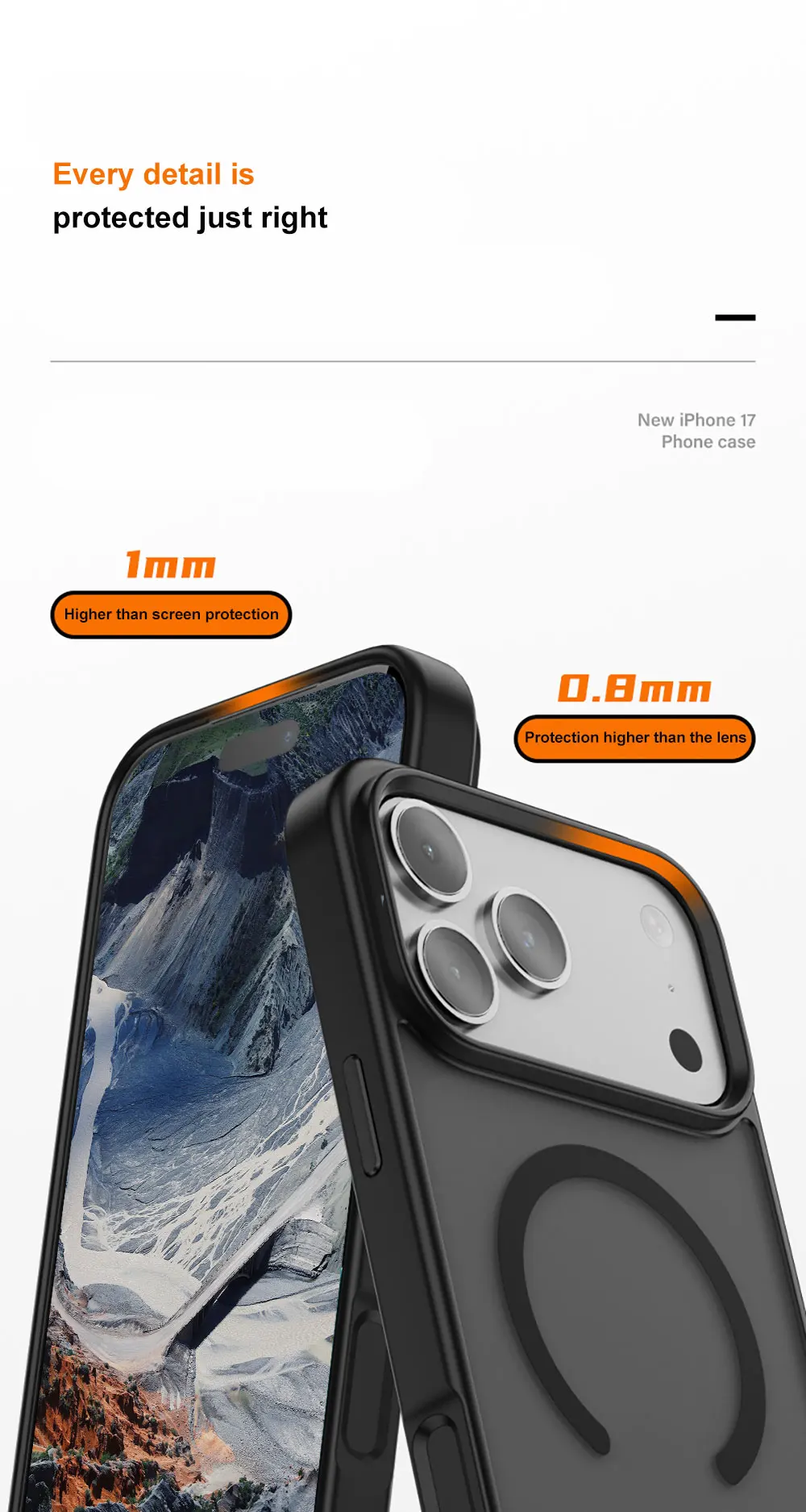 product laudtec magnetic for iphone 17 case drop protective slim translucent matte shockproof phone cover for iphone 17 pro max-7