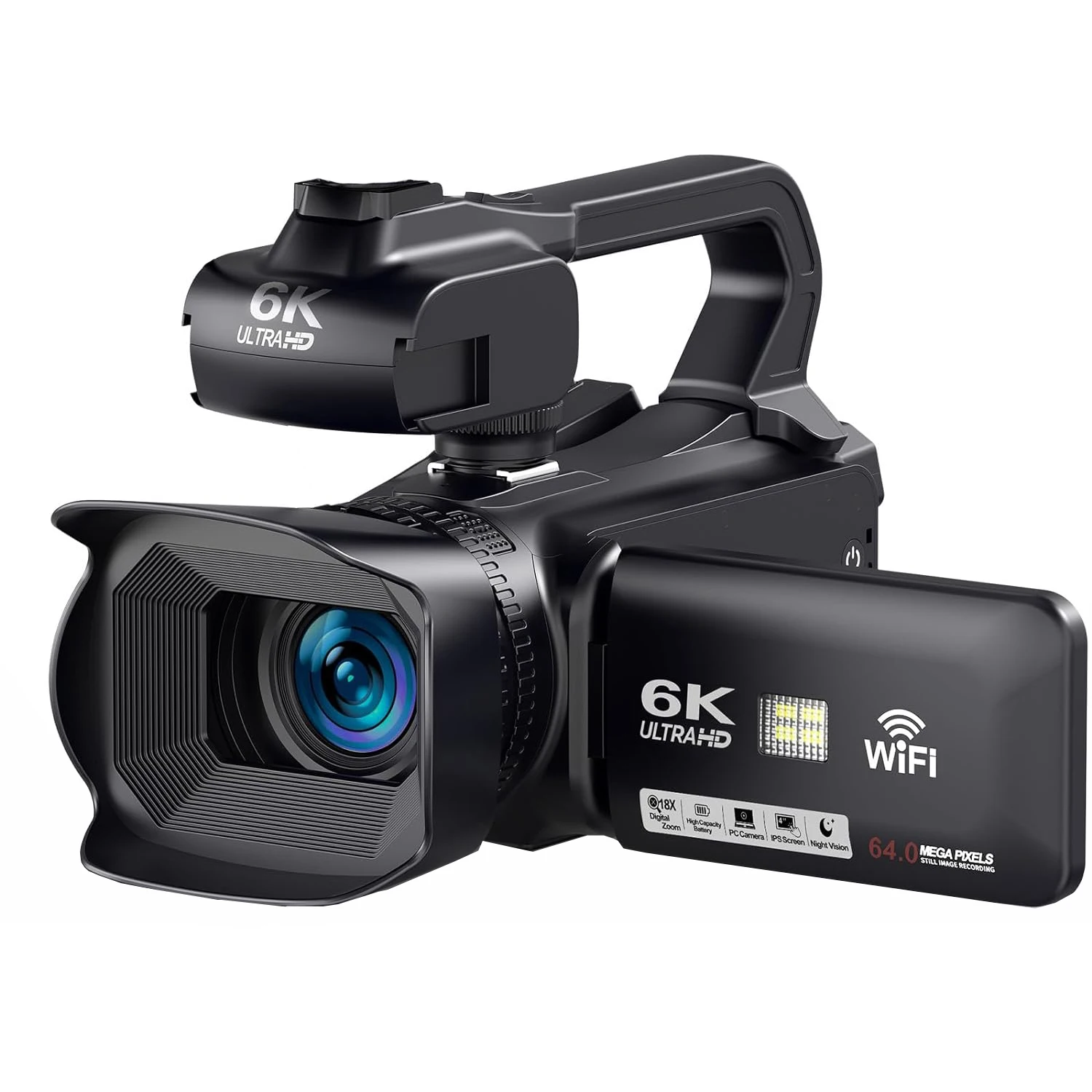 6Kデジタル ビデオカメラ ULTRA　HD Wi-Fi機能付き プロ用6KカムコーダーWifi 60fps 18XデジタルビデオカメラIRナイト