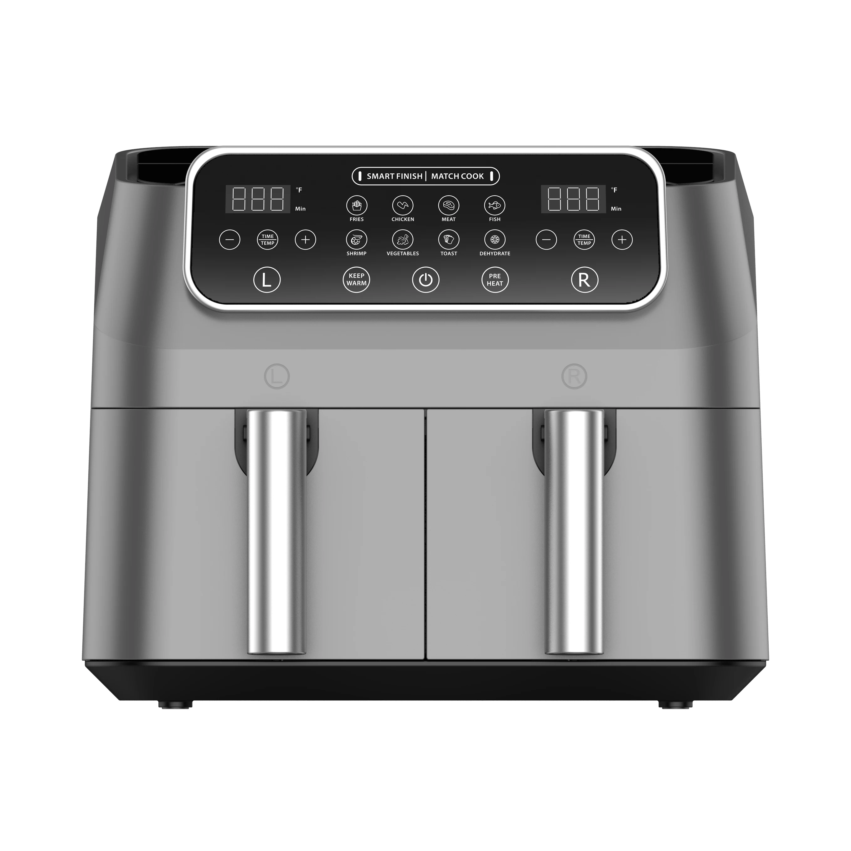 3 Baskets Options Top Seller 2022 Double Air Fryer 8l Dual Oven Digital