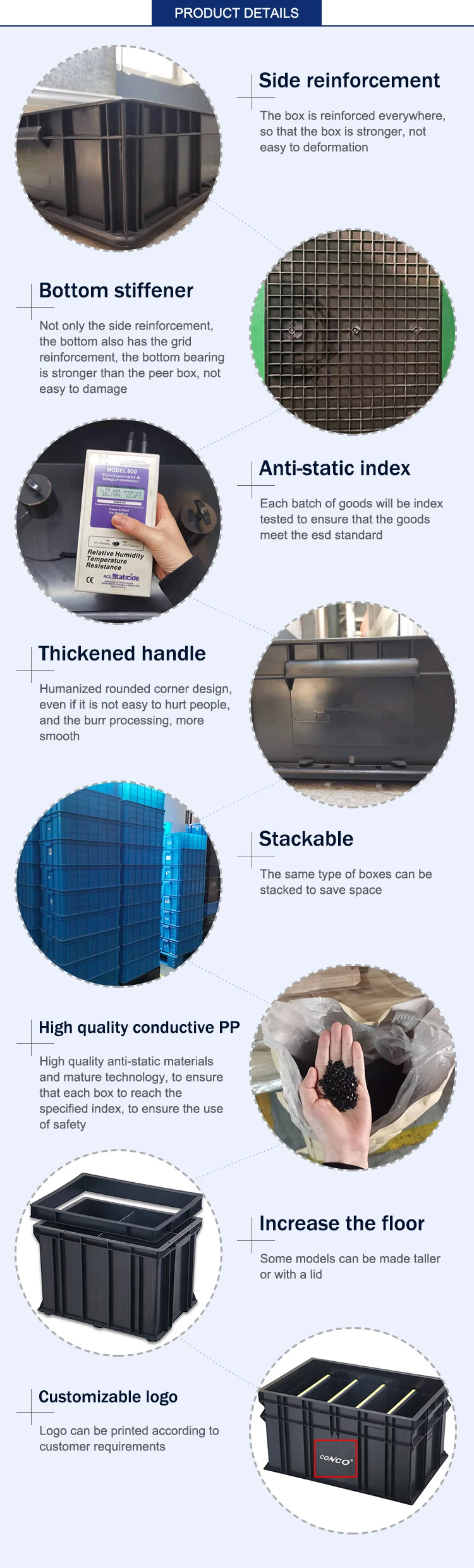 Esd Circulation Tote Box With Lid Esd Container Buy Esd Circulation