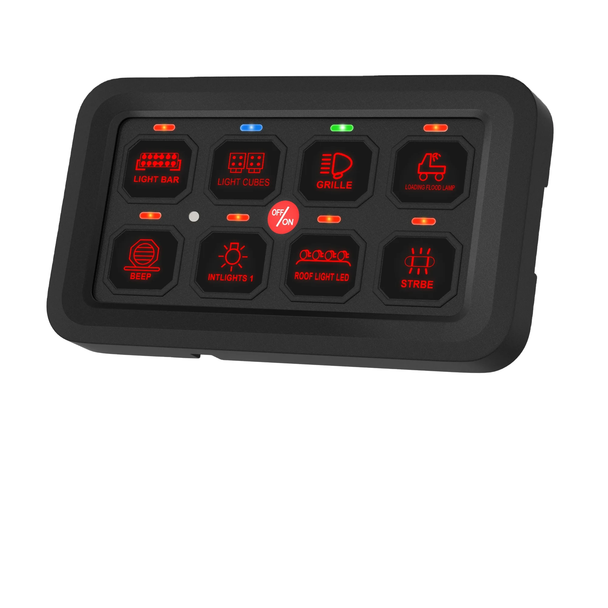 8 Gang Switch Panel Automatic Dimmable Switch RGB Back Light Panel Strobe Momentary Universal Circuit Control Relay System Box