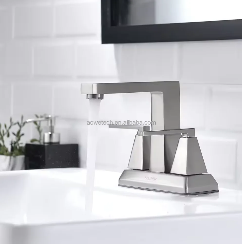 Modern Touchless Sensor Brushed Nickel Zinc Alloy Dual Handles Basin Faucet Pull-Out Spray Ceramic 5-Year Warranty Bathroom