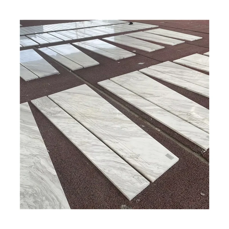 Jubin Langkah Tangga Marmar Putih Volakas Berkualiti Tinggi dengan Rekaan Menarik untuk Hiasan Rumah dan Hotel, Jubin Lantai Batu Semula Jadi