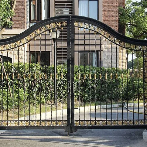 Modern Swing Open Style European Chinese Style Powder Coating Finish Wrought Iron Gates For Safety Accessories Outdoor Use