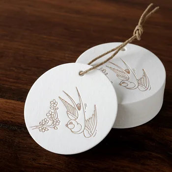 Round Embossed Eco-Friendly Garment Label Custom Size Paper Hang Tag for Clothes Bags Shoes with Logo Print Thank You Tags