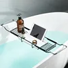 Estante para bañera de acero inoxidable SUS304 con acabado en mármol blanco y negro.