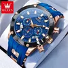 blue dial rose gold case blue strap