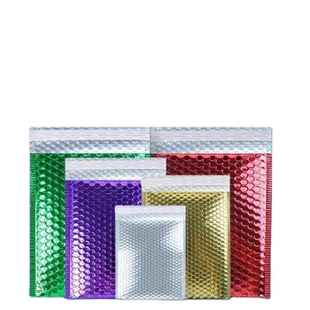 Customized Colored Padded Bubble Mailer Envelope Postal Pink Holographic Packaging Bags Shipping Mailing Bags with log