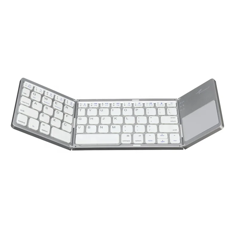 Small Foldable for Bluetooth Keyboard Mouse with Touchpad White Silver for Smartphones Tablets PCs-New Interface