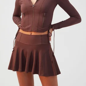 Custom Women's Active Brown Action Circle Skirt Plus Size Casual Mini A-Line Design Breathable and Summer Season Friendly