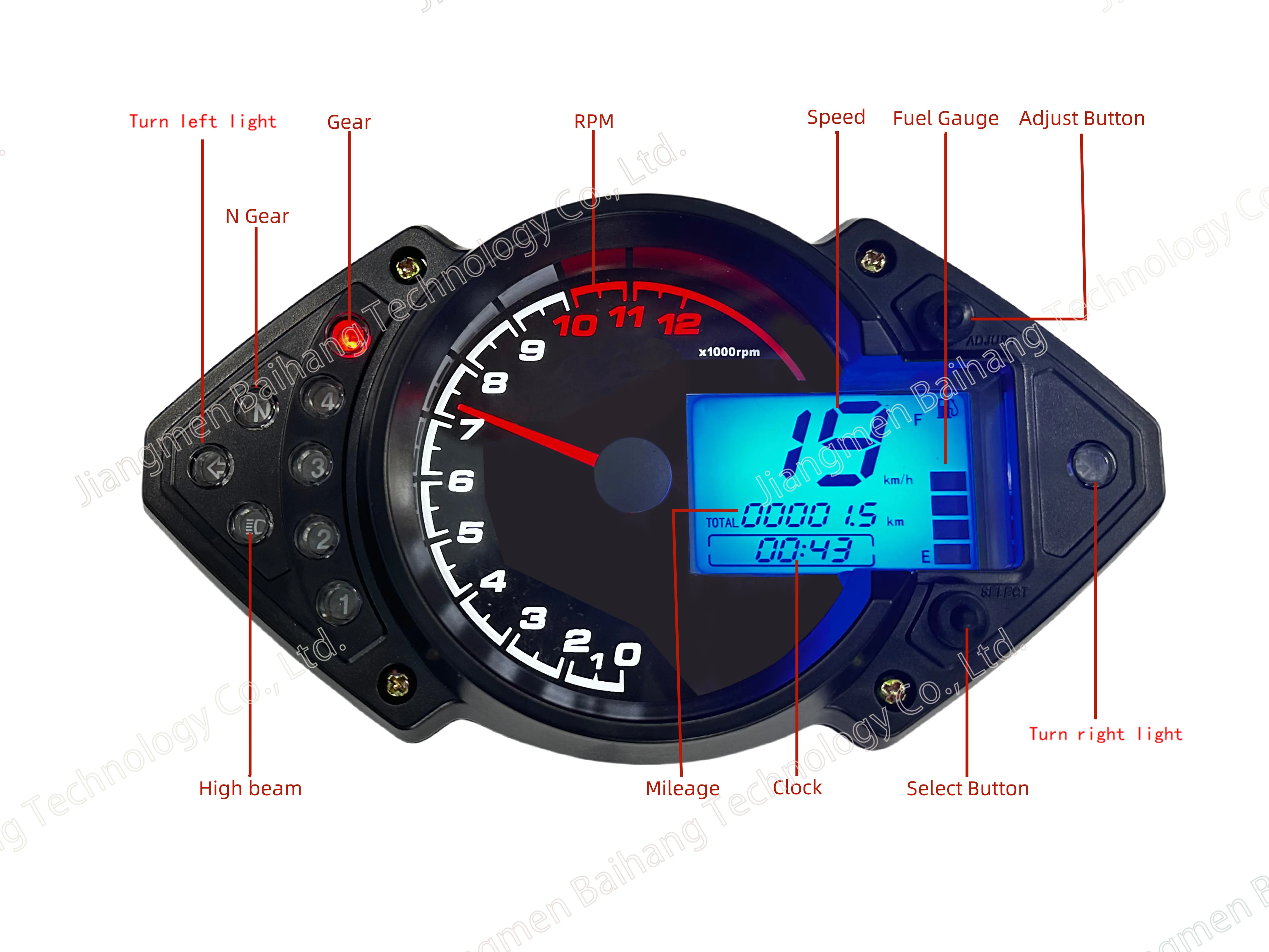 Compteur Numérique LCD Pour Keeway Superlight 125 - Neuf - Marque Racext