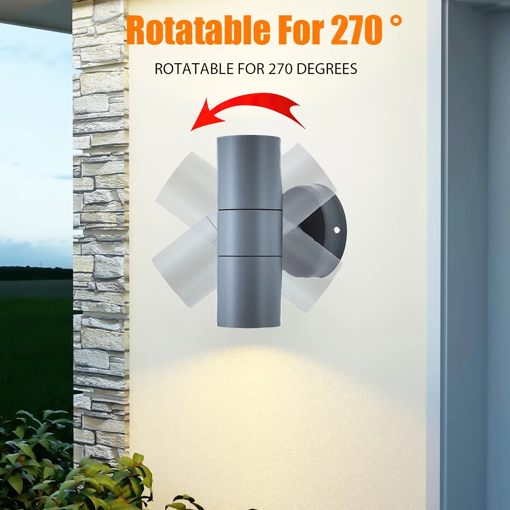 Современный черный пластиковый gu10 10 Вт Регулируемый ip44 Водонепроницаемый декоративный светильник для дома, наружного внутреннего освещения, светодиодный настенный светильник