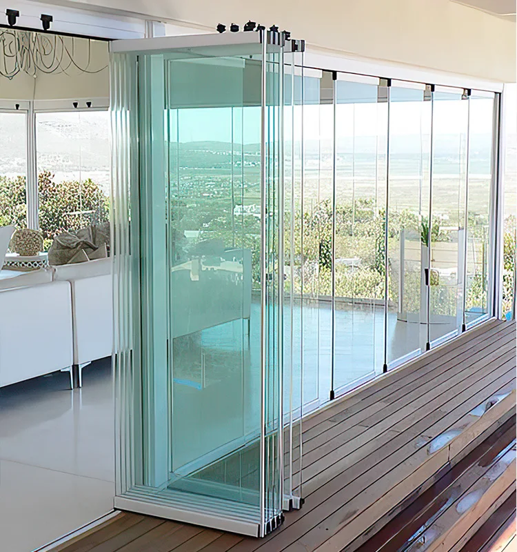 Frameless Sliding Folding Glass Curtain Balcony Partitions Doors Aluminum Stacking Panoramic