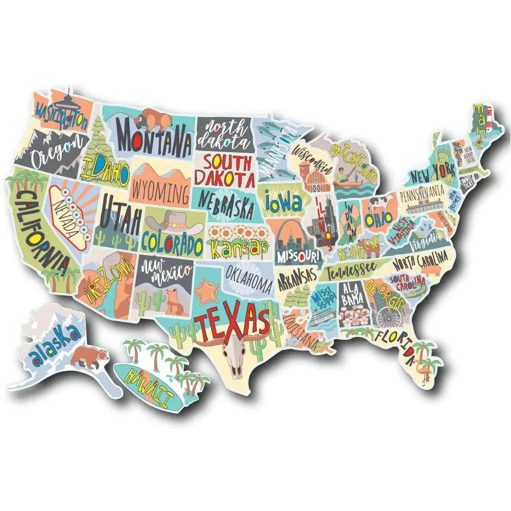UU mapa #45707 Pegatinas Cuadrado de 2 X 10 Cm-Memphis Tennessee America Viaje EE 