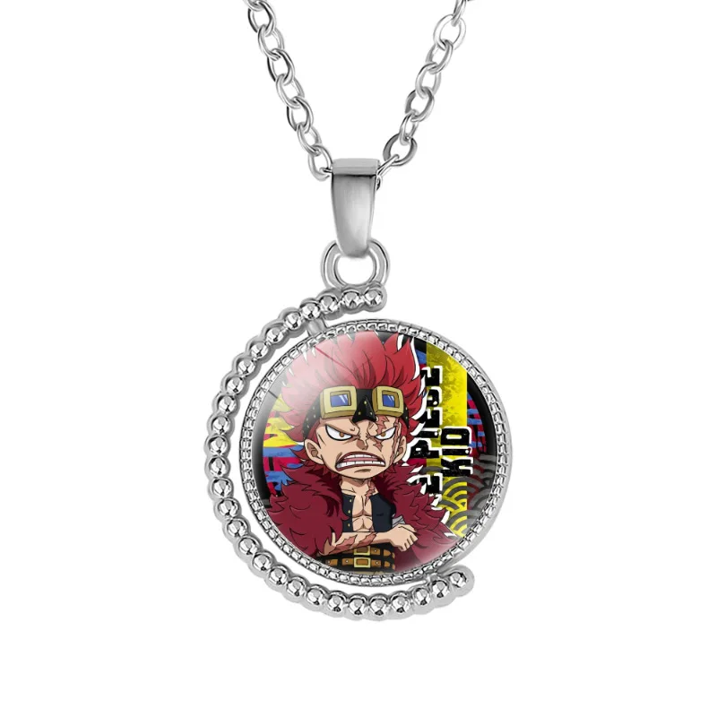 10 Designs Anime Time Gem Rotatable Necklace Cosplay Zoro Luffy Law Double Side Rotate Metal Pendant Necklace for Women Men