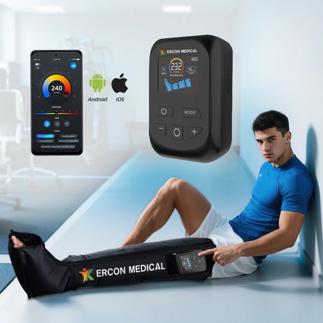 Wireless 4 Chambers Air Compression Recovery Sleeves Pressure Massager Boots for Foot Calf and Leg Biood Circulation