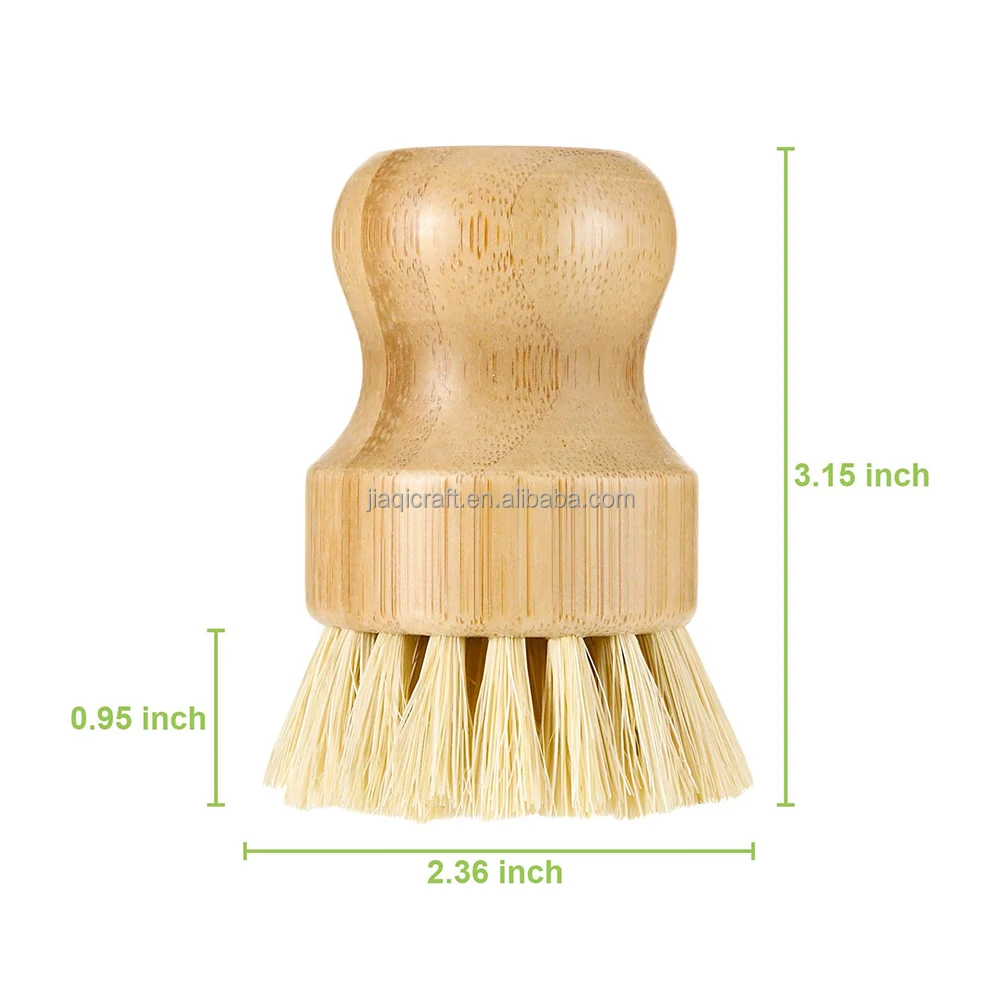 Eco-friendly Bamboo Mini Scrub Brush Vegan Sisal Bristle Bamboo Wooden ...