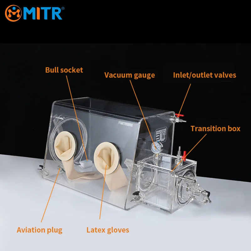 MITR  Lab Benchtop Transparent  Acrylic Vacuum Glove Box Support Customization