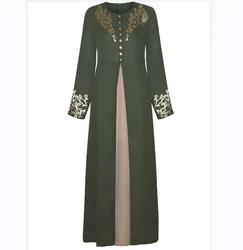 Muslim modern new maxi women clothing long sleeve embroidery dress female plus size dubai abaya long dress muslim dress