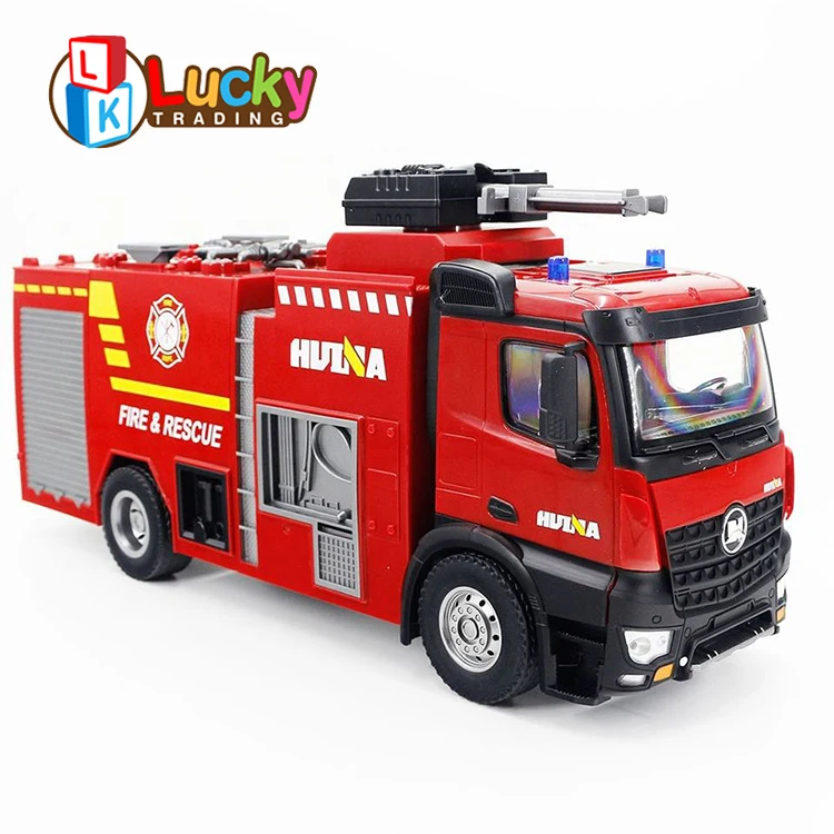 Huina Remote Control Toy Electric Simulation RC Fire Truck Toy Huina 1562 RC Truck 22CH R/C Ladder Box Water Spray Fire Truck