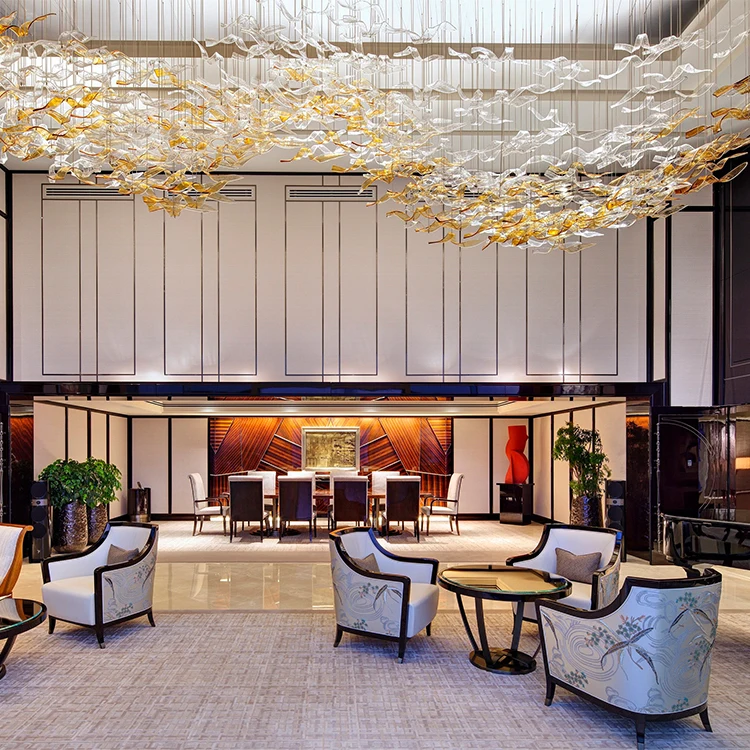 CPL-63 Custom Indoor Decoration Hotel Lobby Banquet Hall Large Glass Led Chandelier Pendant Light 
