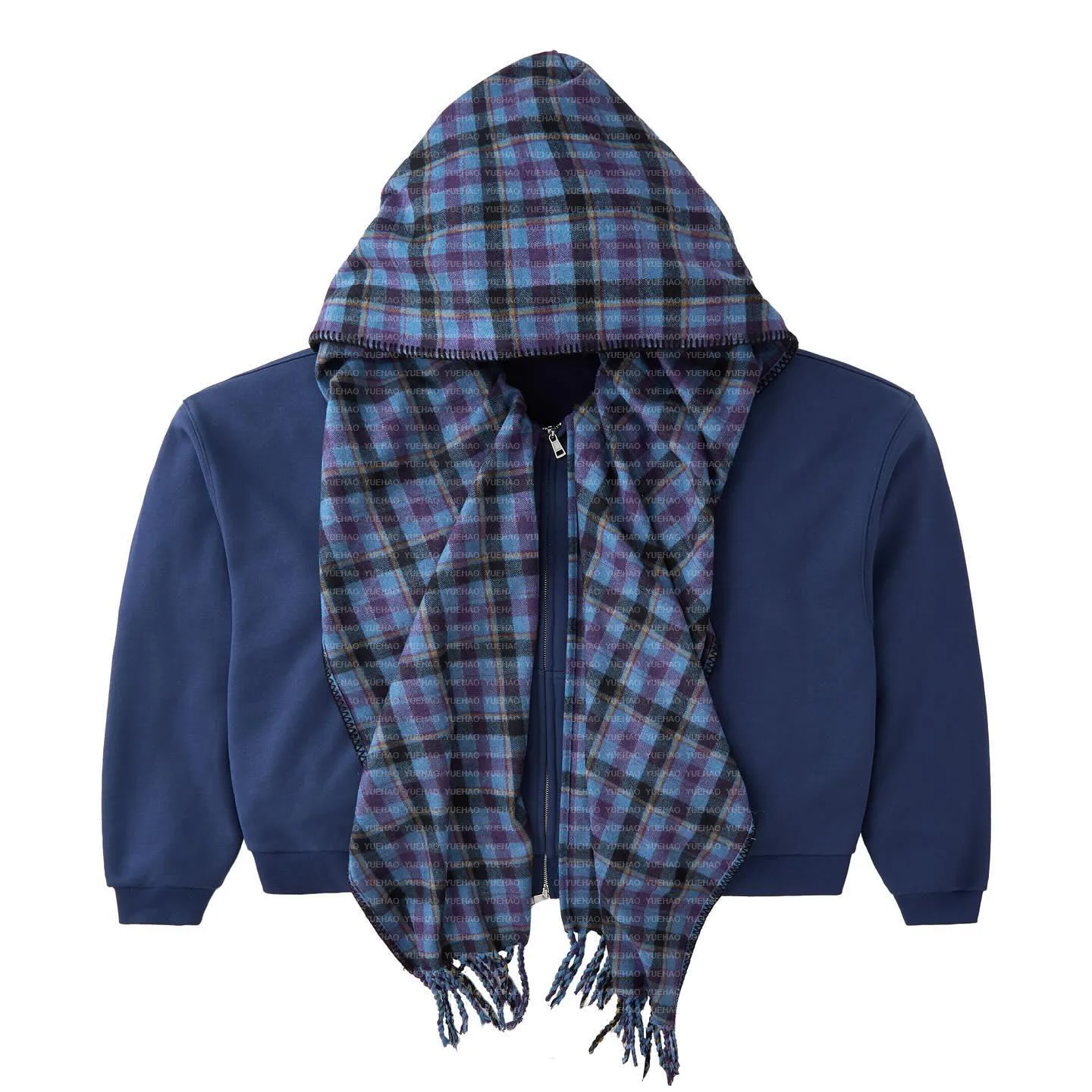 Manufacturer Custom Y2K Turban Double Hood Plaid Flannel Scarves