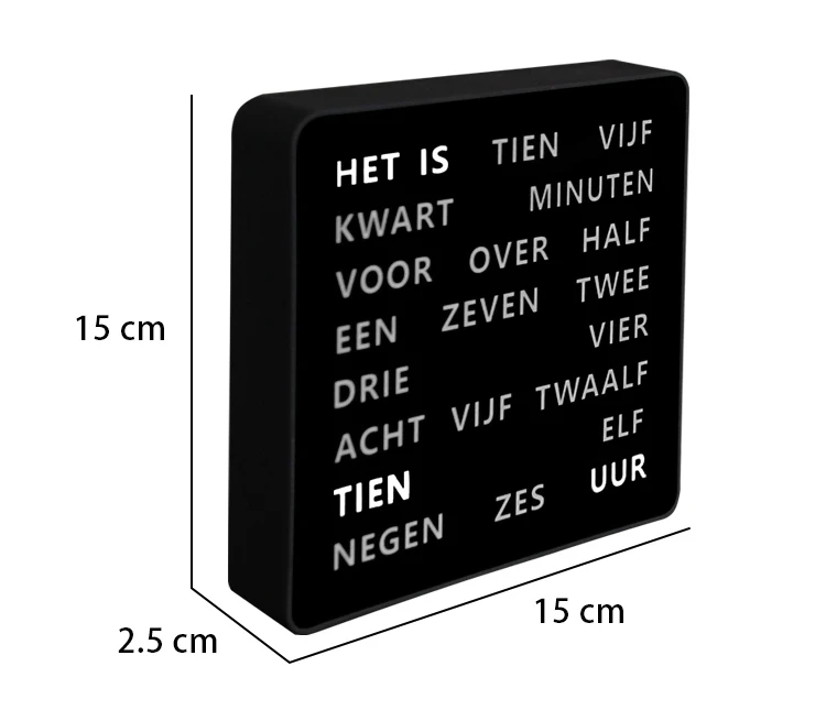 Cheetie Cp037 Led Silent Wall Clock Word Display Custom Dutch French