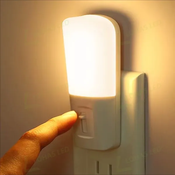 LOHAS Dimmable LED Night Light for Kids Baby Plug Into Outlet with Dusk Dawn Sensor for Bedroom Room Made From PC Material