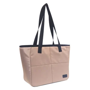 19L Quilted Faux Memory Foam Insulated Lunch Bag, PEVA Hot Press Insulation & Custom Logo PU Patch