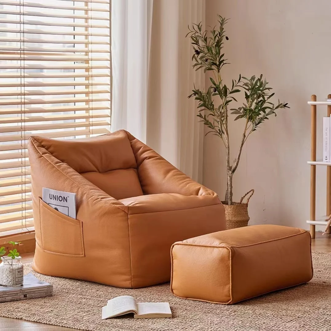 High Quality Modern Furniture Lazy Sofa Lounge Chair Fashion Living Room Chair Bean Bag with Ottoman