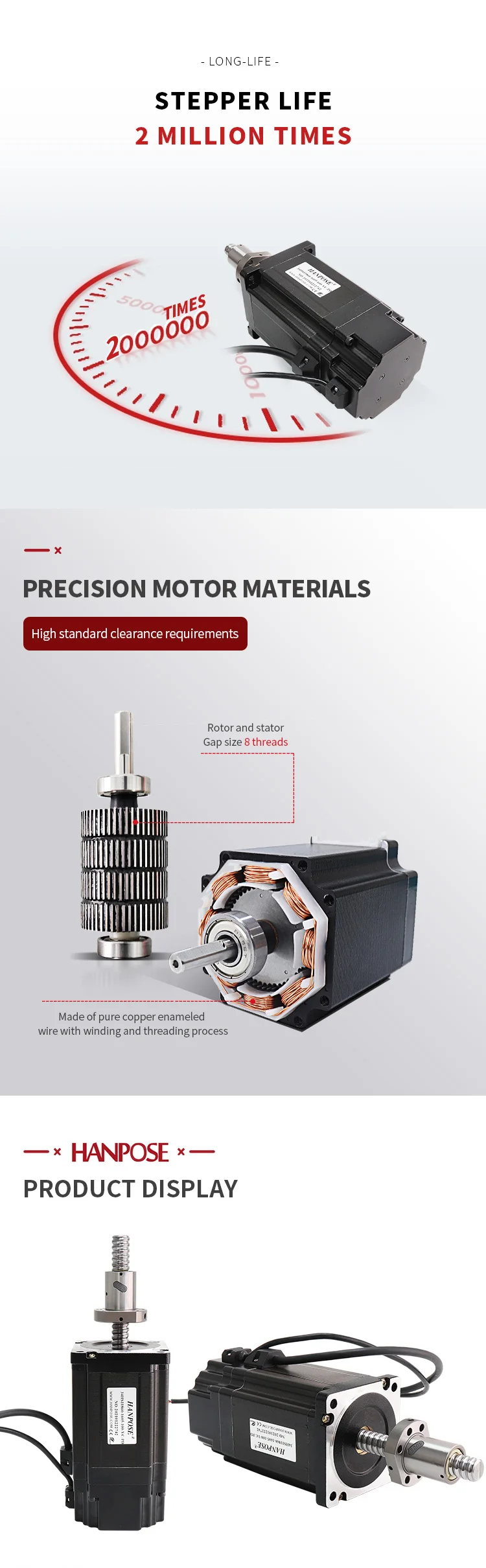 product hanpose 6a 3v ball screw stepper motor nema34 34hs11860 1605 yc pd  18  100 400mm 86 stepper motor for 3d printers-5