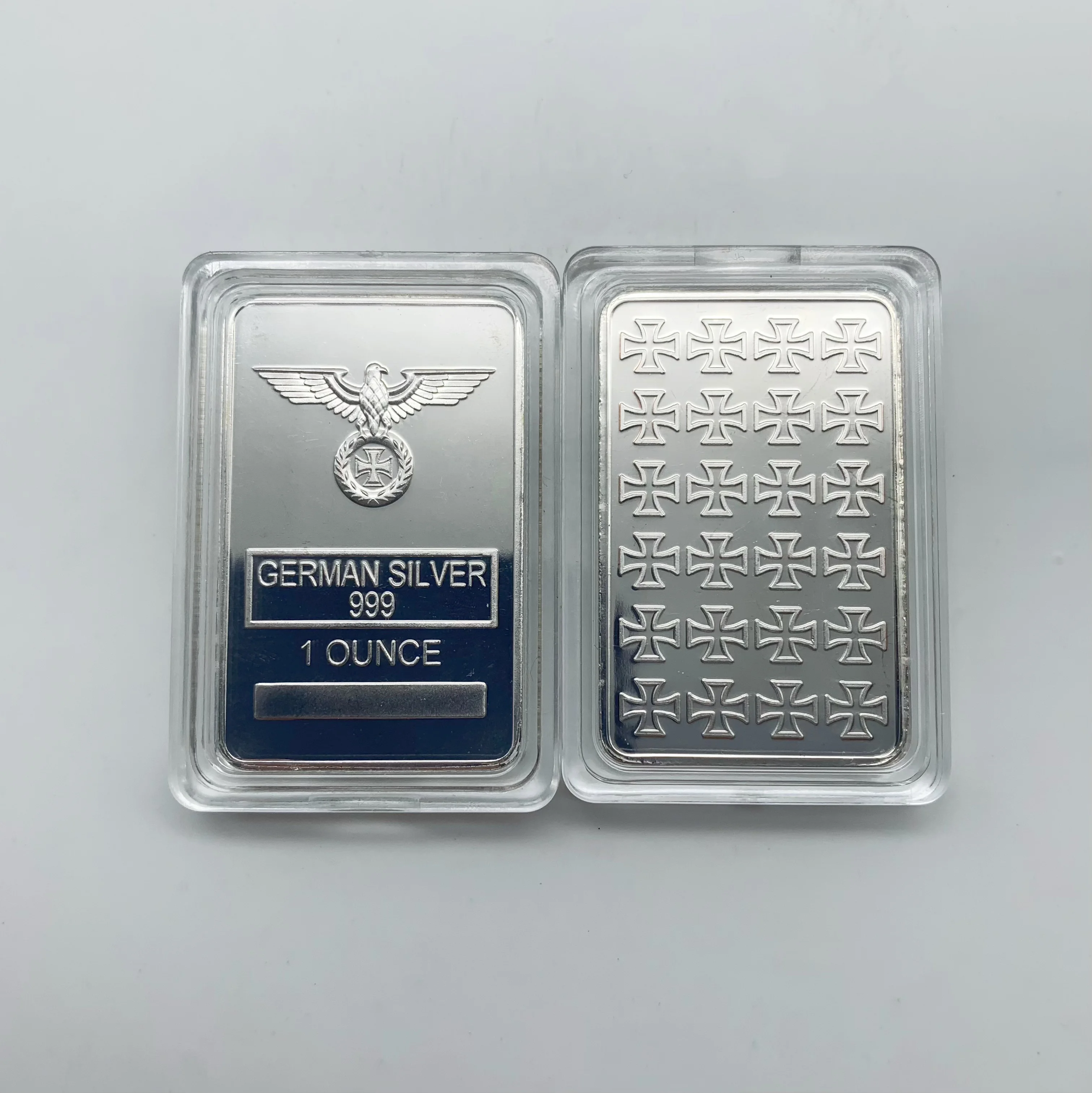 Non-magnetic Zinc Alloy Silver Plated One Ounce Bar Coin