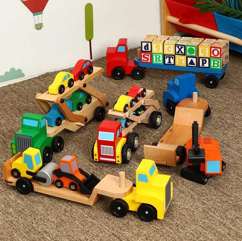 Versatile Detachable Wooden Building Block Vehicle Model Children's Transport Engineering Truck Simulation Woodcrafts