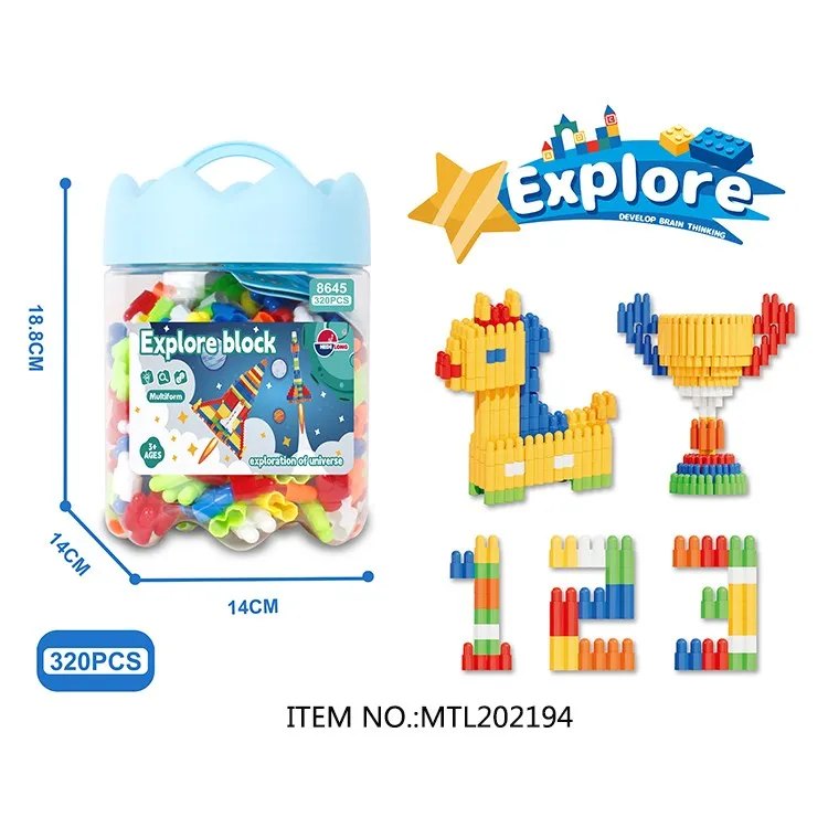 Early Educational Plastic Building Blocks Sets Stacking Construction Brick Kids DIY STEM Bullet Building Block Toy 560PCS