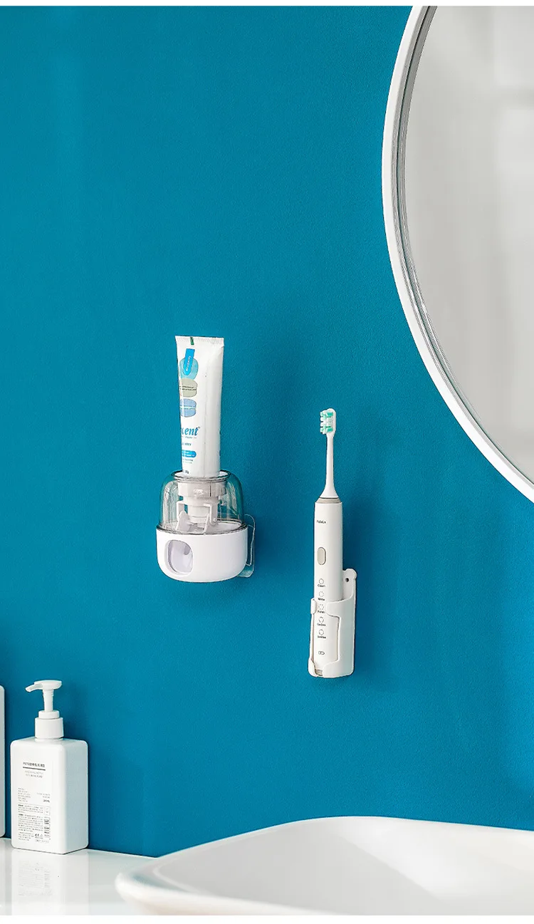 Perforation-free bathroom toothbrush wall mount Storage base Dental rack Electric toothbrush holder details