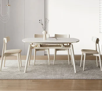 Modern Nordic Design Foldable Function Dining Table White Color Slate 