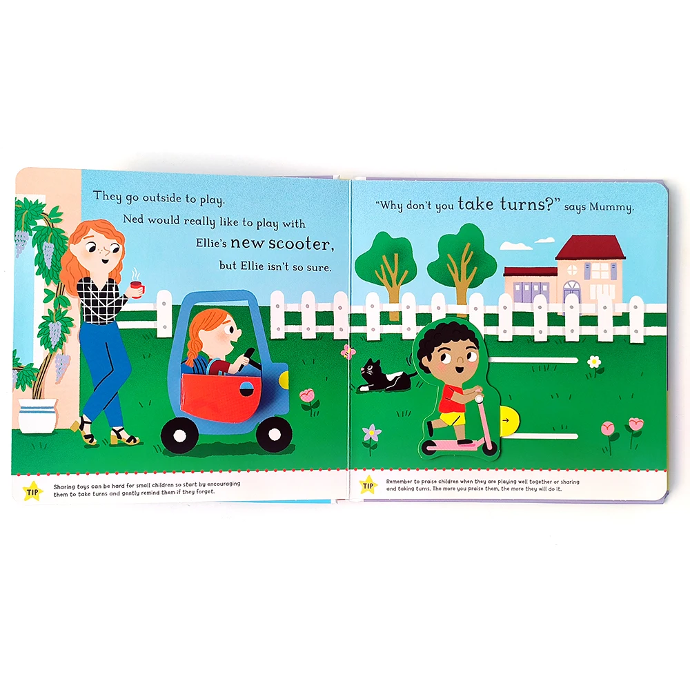 High Quality Custom Lift-The-Flap Book Push Pull Slide Montessori Book Hardcover Kids Board Book Printing