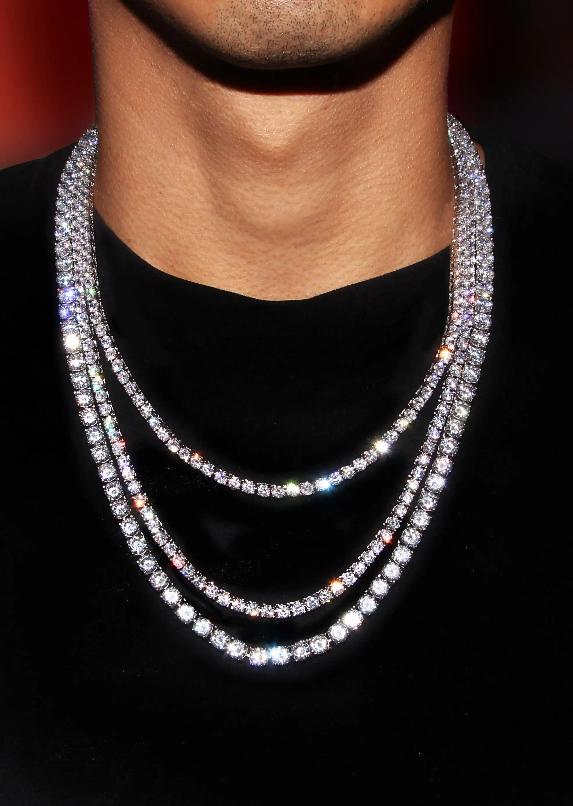 3mm Collier Tennis Homme Chaîne De Tennis Pour Homme Collier De